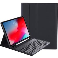YT098B Detachable Candy Color Skin Feel Texture Round Keycap Bluetooth Keyboard Leather Case For iPad Air 4 10.9 2020 / Air 5 10.9 2022 (Black)