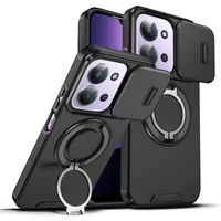 Magnetic Metal Ring Stand Armor Case Xiaomi Redmi 171.6Mm 5G 173.2Mm Slide Push Window Lens Protection Phone