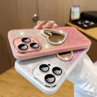 Diamond Heart Mirror Phone Case Samsung Galaxy S23 Ultra S22 Plus S21 FE S20FE A24 A02S A14 A34 A54 Silicone Glitter