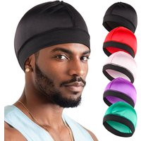 Men's Headwrap Silk Breathable Base Wig Cap Wide Brim Elastic Satin Wave Cap Outdoor Leisure Wave Cap