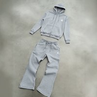 Z Brand Two Piece Set Hooded Zip up Sweatshirt Flared Sweatpants High Street Casual Sportswear