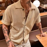 American Retro Knit Short Sleeved Cleanfit Shirt Jacket Old Money Style High End Feel
