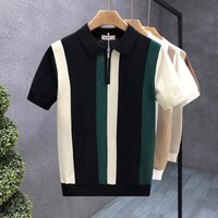 Clothing Shirt Lapel Short Sleeved Knitted Sweater Half Zipper Matching British Business Slim