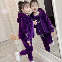 Girls‘ Golden Set 2023 Winter New Middle and Big Fashionable Children’s Double sided Velvet Casual