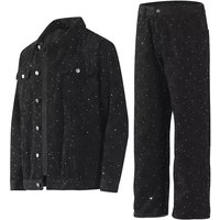 High Street Rhinestone Studded Flared Jeans For Men & Women - Stylish Straight-Leg Denim Pants With All-Over Crystal Embellishments