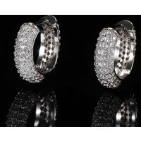 Hip Hop Bubble Zircon Round Earrings, High Grade Silver Needle for Men's Earrings