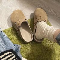 Women's Versatile Korean Style Fashion Slip-On Sandals Shoes Closed Toe Suitable For Outerwear