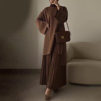 Clothing Round Neck Loose Casual Tops Retro Temperament Pleated Skirt Suits