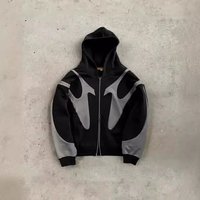 Y2K Streetwear Zip Up Hoodie Retro Harajuku Print Pullover Oversized Hip Hop Jacket