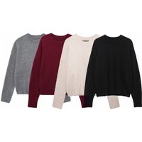 Soft Knit Sweater – Versatile Round-Neck Pullover With Textured Detailing In 9 Elegant Colors (S/M/L, Polyester-Blend For All-Season Comfort)