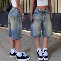 Patterned Rhinestone Denim Shorts High Street Trendy Casual Five Point Pants Stella Pumpkin Pants