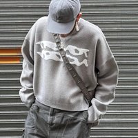 Harajuku Inspired Casual Pullover Sweater – Artistic Jacquard Knit Oversized Round Neck Winter & Fall 