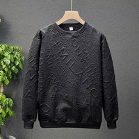 New autumn trend men's fleece fabric street style fashion versatile hoodie trendy round neck