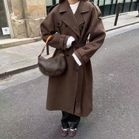 Elegant Double-Breasted Tweed Coat For Women - Relaxed Fit, Notch Lapel, Versatile Casual & Office Wear (S/M/L, Brown/Black)