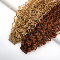 European Human Hair Curly Wave Invisible Weave Genius Weft Hair Extensions Virgin Remy Double Drawn