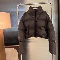 Short Puffer Jacket Stand Collar Quilted Lightweight Winter Coat Slim Fit Zip Up Outerwear 3D Pattern