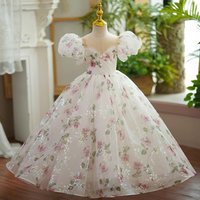 Runway Dress Long Princess Dress Birthday Little Host Outfit Summer Flower Piano Performance