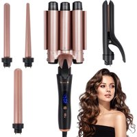 5 1 functional curling iron straight curling dual purpose straightening splint digital display three tube automatic curling iron