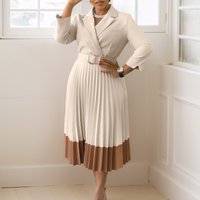 Clothing Autumn Winter European American Fashion Suit Collar Fashion OL Elegant Pleated African Dress