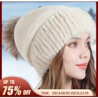 Winter Fleece Warm Beanie Fashion Mink Down Cold Thick Ski Hat