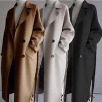 Clothing mid length waist student double sided woolen coat