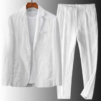 Casual Linen Suit Set – Slim Fit Two Piece Blazer & Pants Spring Summer 