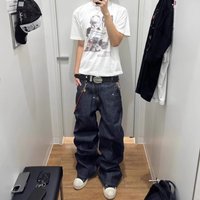 Men's Clothing Men's High-End Washed Jeans Loose Fit Stretch Trousers Heavy Embroidered All Season Style Trendy
