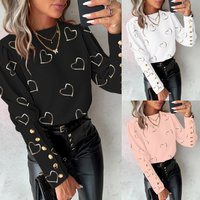 Clothing hot style autumn winter fashion printed long sleeved round neck button down shirt