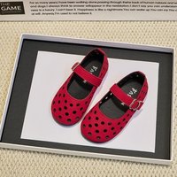 Polka Dot Mary Jane Shoes For Girls Korean Style Velcro Versatile Single Shoes Fashionable Spring Summer Shallow Mouth Children's Footwear
