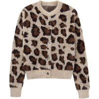 Women's Clothing Winter New Women's Round Neck Animal Pattern Jacquard Fur Effect Knitted Sweater Jacket