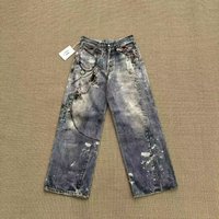 Men's Clothing Acne Style Distressed Graffiti Heavy Industry Wasteland Style Illusion Inkjet 3D Printed Keychain Jeans For Men And Women