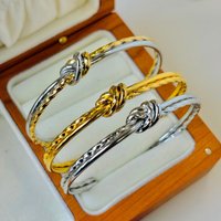 Women’s Jewelry Set Fashion Hot Selling Stainless Steel Open Twist Knot Bracelet Fashion Bow Retro Vacuum Plating Bracelet