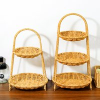 Handwoven Rattan Fruit Basket Layer Storage Organizer Kitchen & Dining