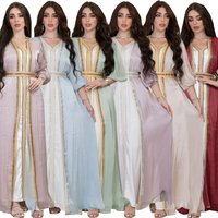 Clothing Diamond Luxury Dress Abaya Suit Shiny Silk Satin Three Piece Dress