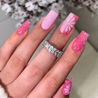Girl Pink Flash Nail Simple Sweet Ins Style Nail Nail Beauty Piece