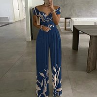 Clothing fashion temperament elegant commuting printed wide leg jumpsuit