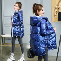 2023 Winter Jacket Pkas Glossy Down Cotton Jacket Hooded Pka Wm Female Cotton Padded Jacket Casual