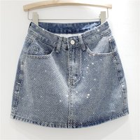 Clothing Summer Heavy Duty Hot Diamond Denim Skirt Fashionable High Waist Slim Line Hip Skirt