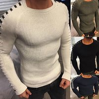 Men's Clothing Sweater Autumn And Winter Men's Slim Long Sleeved Round Neck Knitted Tops Cross Border Large Size Men's Clothing