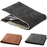 Kjiuyou Vintage Leather Short Wallet Casual Thin Card Holder Purse Gift for Men
