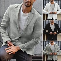 Cotton Linen Slim Blazer Solid Long Sleeve Pockets Summer Blazer Coat Thin Male Casual Jacket Business Blazers