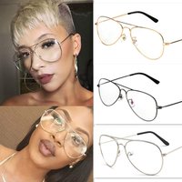 Zhuoxinder Unisex Retro Big Round Metal Frame Clear Lens Glasses Eyeglasses Spectacles-1