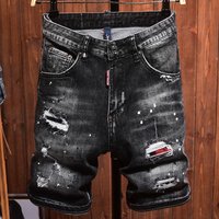 Men's Stretch Distressed Denim Shorts – Paint-Splatter Patchwork Design With Slim Fit & Breathable Fabric (Sizes 27-38, Multiple Colors)