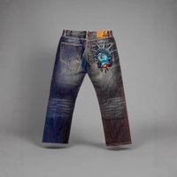 Statue Of Liberty Retro Distressed Denim Jeans Straight Leg Trendy Pants For Men And Women Casual Fashion Cotton Spring/Autumn