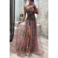 clothing party mesh oblique shoulder dress INS casual fashion dress