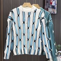 2024 Loose Crew Neck Knitted Sweater Autumn Winter Matching Long sleeved Pullover Sweater Trendy Fashion Top