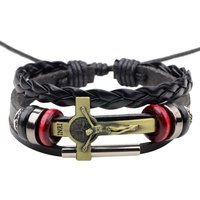 Trendy Retro Multi-layer Leather Woven Cross Jesus Bracelets Fashion Charm Men Bracelets Religious Amulet Jewelry