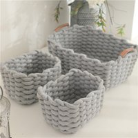 Handled Cotton Rope Woven Storage Basket Makeup Lipstick Eyeshadow Small Items – Compact & Large Sizes