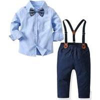 Children’s Spring And Fall Children’s Suits Boy’s Bow Tie Shirt Suspenders Back-to-school Season Banquet Dress