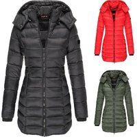 Winter Long Coat Warm Padded Jacket Slim Fit Quilted Outerwear Detachable Hood Casual Elegant Style
